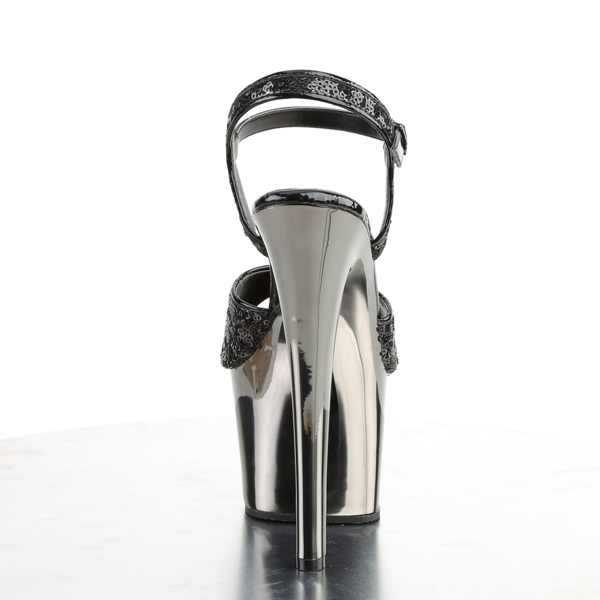 Pleaser Sky-310SQ B/PWCH - Černé sandály na vysoké platformě