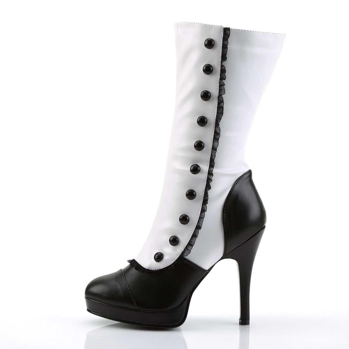 Funtasma Splendor-130 WB/PU - Bílé kotníkové kozačky na vysokém podpatku