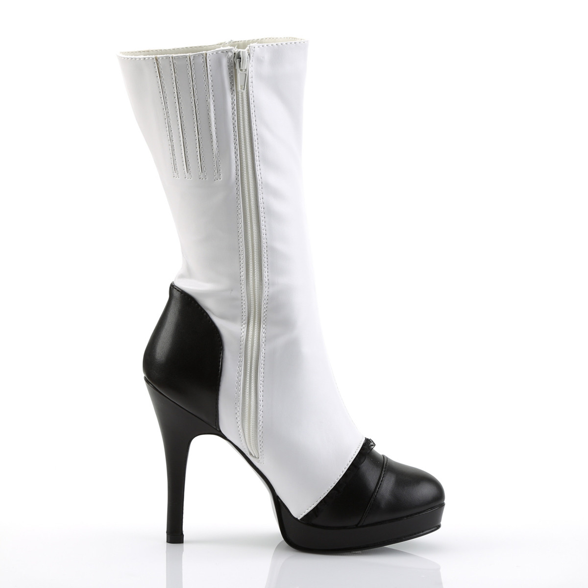Funtasma Splendor-130 WB/PU - Bílé kotníkové kozačky na vysokém podpatku