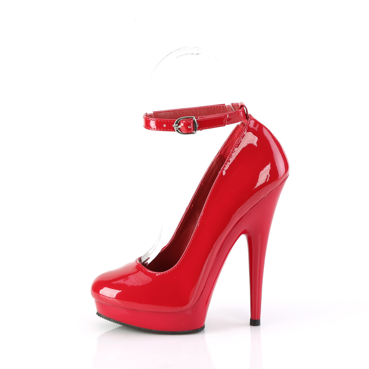 Fabulicious Sultry-686 R/M - Lesklé červené lodičky s páskem na vysokém podpatku