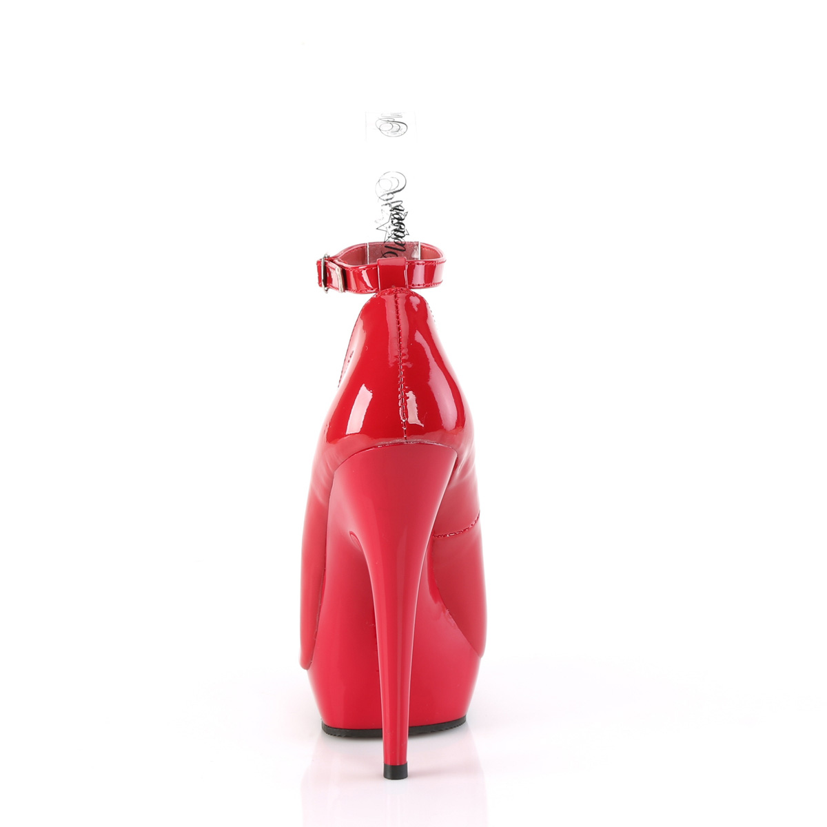 Fabulicious Sultry-686 R/M - Lesklé červené lodičky s páskem na vysokém podpatku