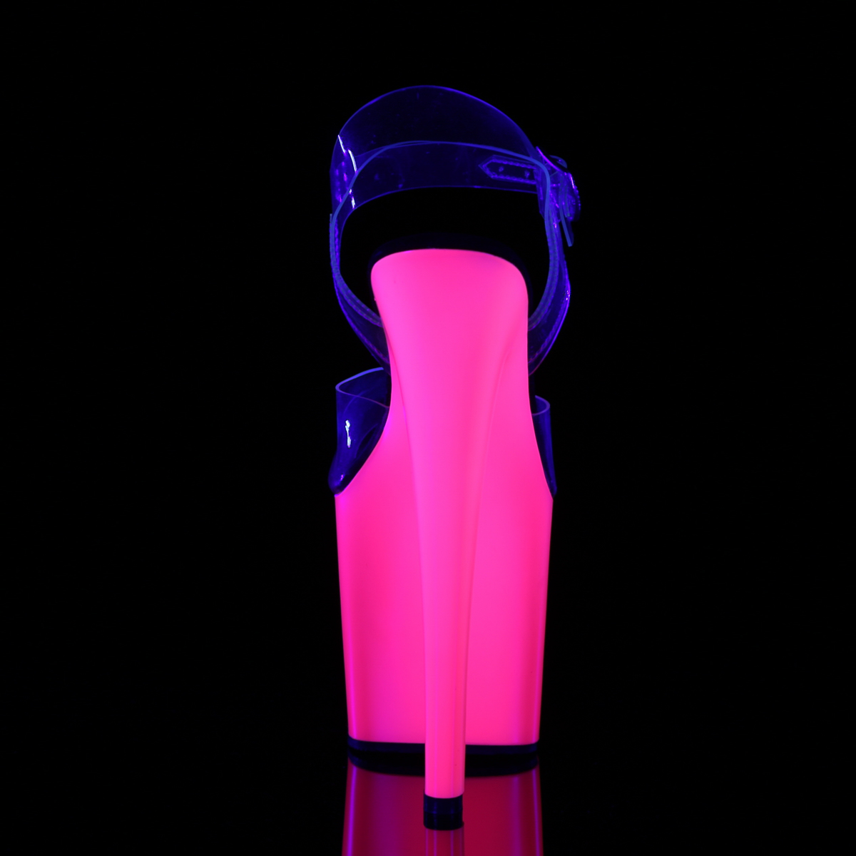 Pleaser Taboo-708UV C/NP - Průhledné uv reaktivní sandály na vysoké platformě