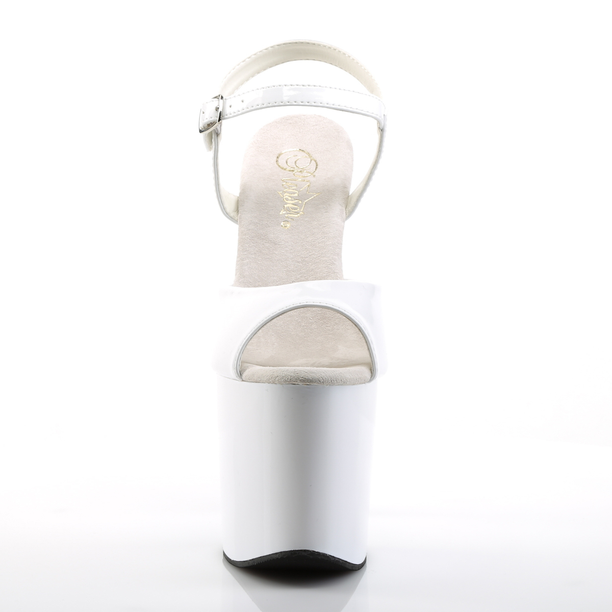 Pleaser Taboo-709 W/M - Lesklé bílé sandály na vysoké platformě