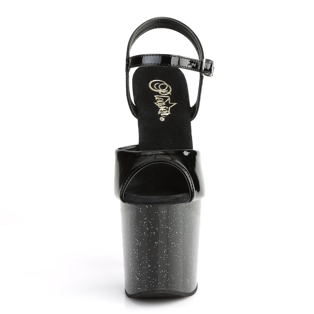 Pleaser Taboo-709MG B/M - Lesklé černé sandály na vysoké platformě