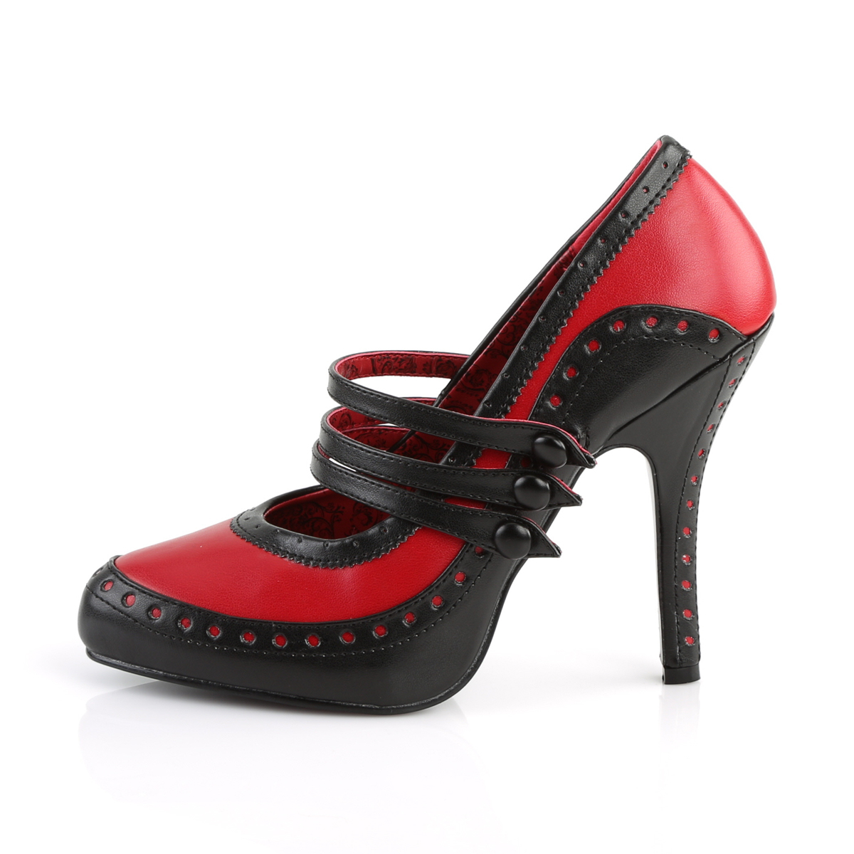 Bordello Tempt-10 BR/PU - Černé lodičky s páskem bez platformy na vysokém podpatku