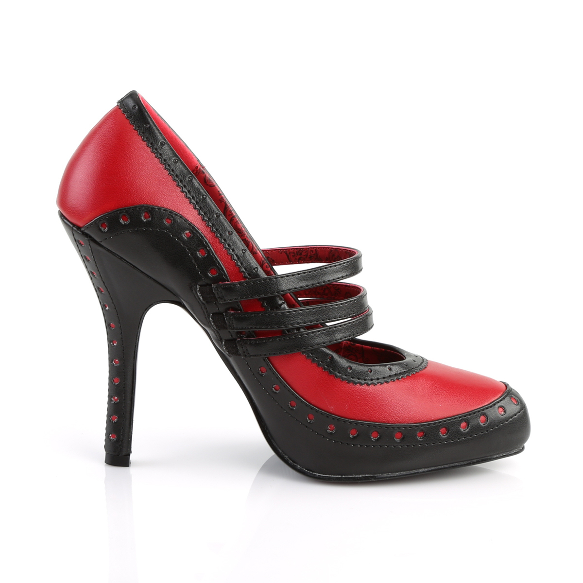 Bordello Tempt-10 BR/PU - Černé lodičky s páskem bez platformy na vysokém podpatku