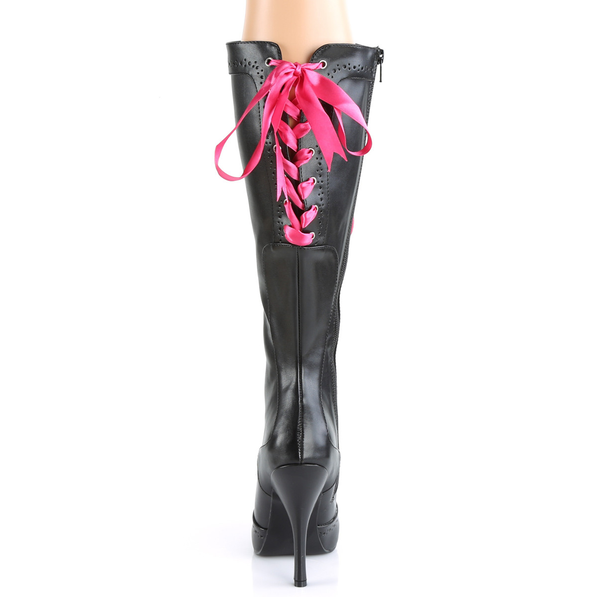 Bordello Tempt-125 B/PU - Černé kozačky na vysokém podpatku