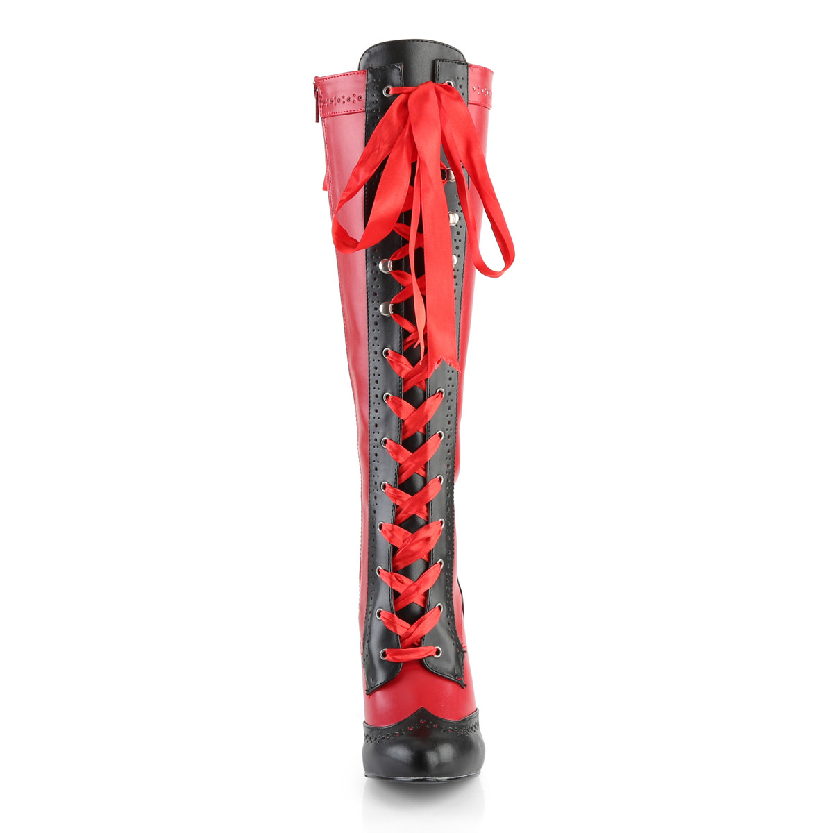 Bordello Tempt-126 RB/PU - Červené kozačky na vysokém podpatku