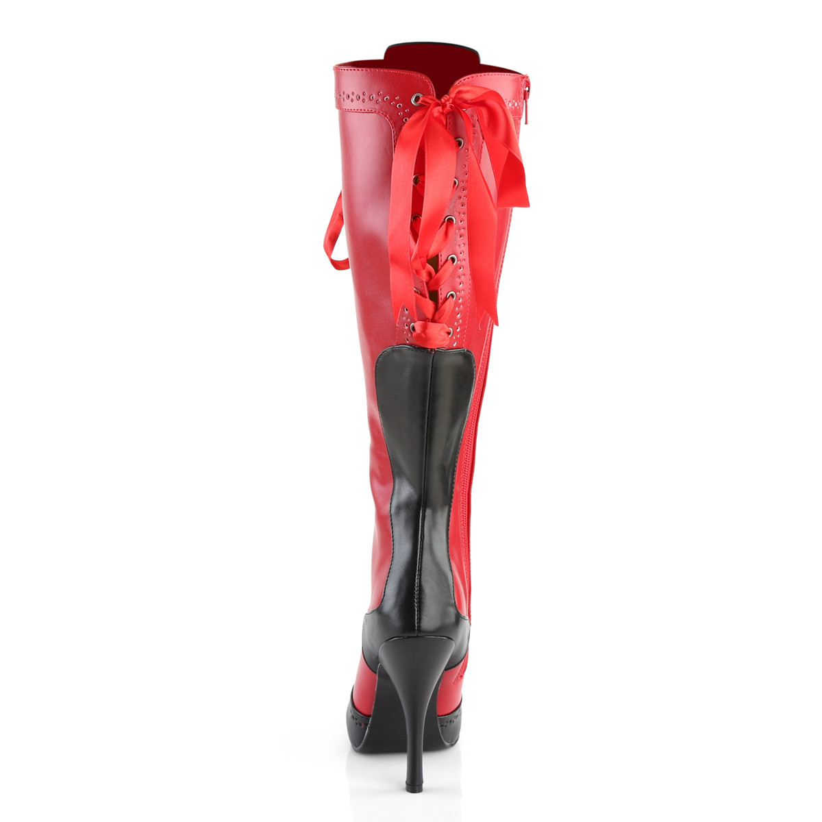 Bordello Tempt-126 RB/PU - Červené kozačky na vysokém podpatku
