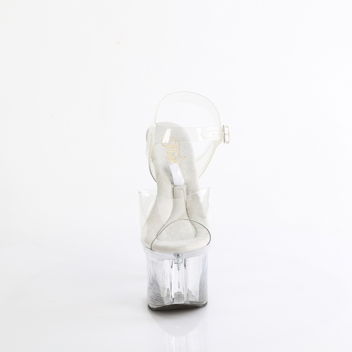 Pleaser Treasure-708EST C/M - Průhledné sandály na vysoké platformě