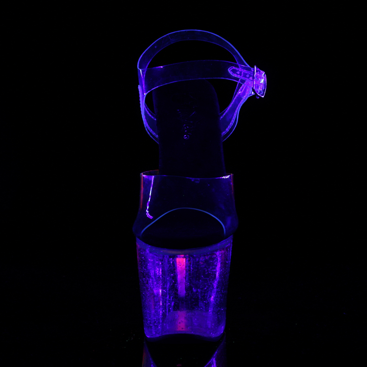 Pleaser Unicorn-708MG C-B/C - Průhledné sandály na vysoké platformě