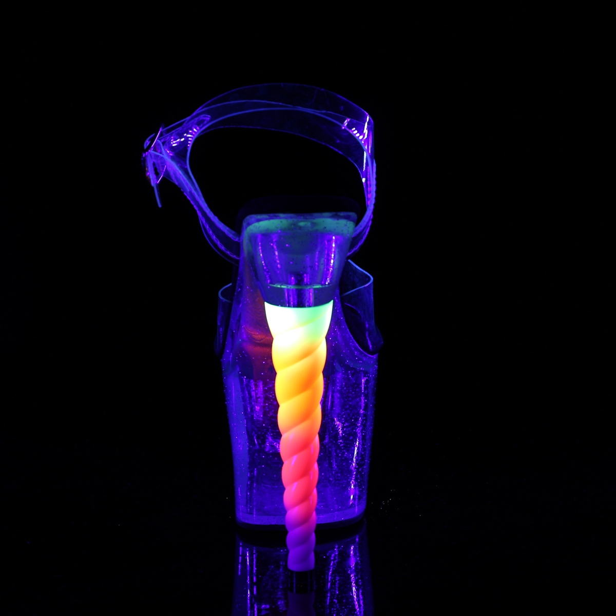 Pleaser Unicorn-708MG C-B/C - Průhledné sandály na vysoké platformě