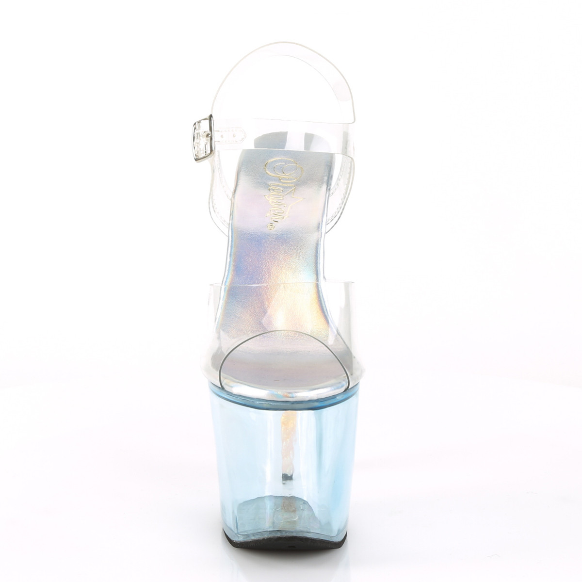 Pleaser Unicorn-708T C/BU - Průhledné sandály na vysoké platformě