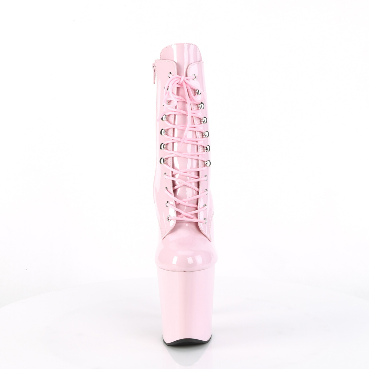 Pleaser Xtreme-1020 BP/M - Lesklé růžové kotníkové kozačky na vysoké platformě