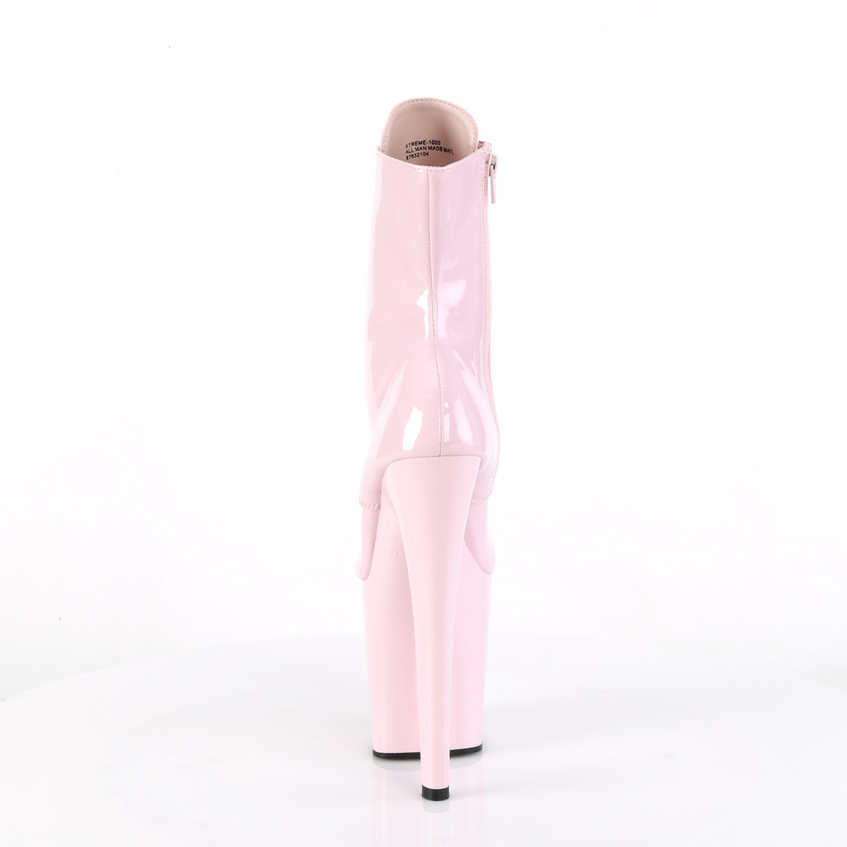 Pleaser Xtreme-1020 BP/M - Lesklé růžové kotníkové kozačky na vysoké platformě