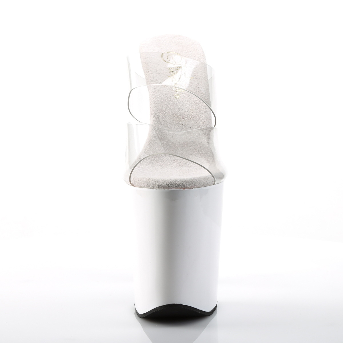 Pleaser Xtreme-802 C/W - Průhledné sandály na vysoké platformě