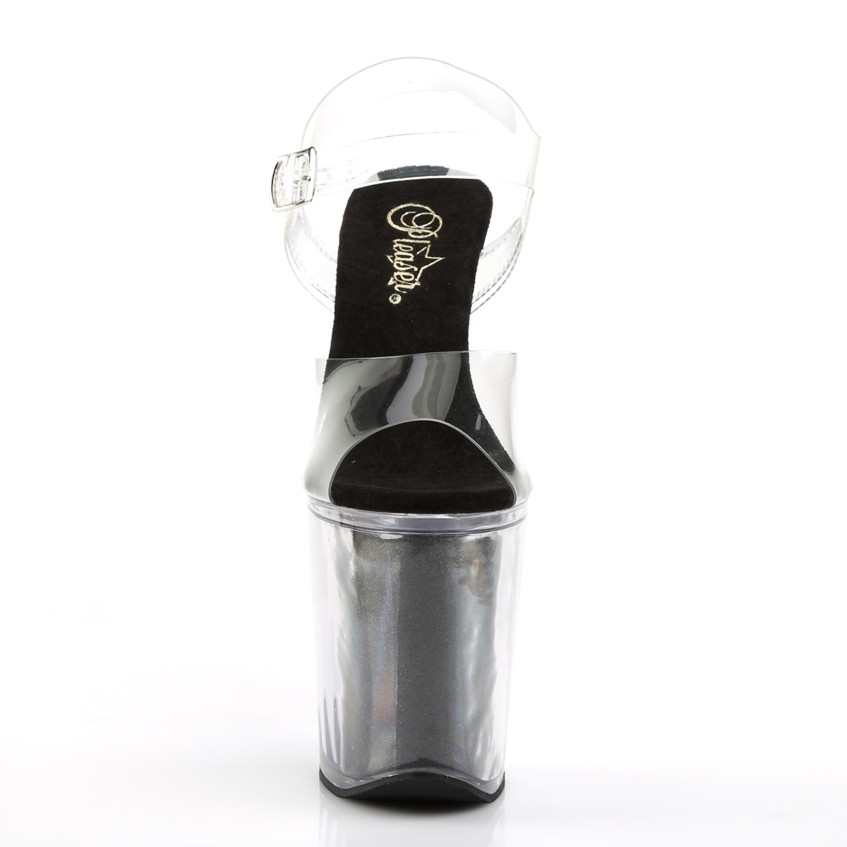 Pleaser Xtreme-808G C/BG - Průhledné sandály na vysoké platformě