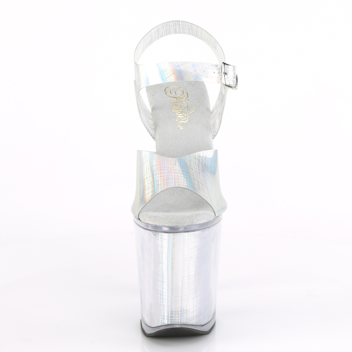 Pleaser Xtreme-808N-CRHM SHG/M - Stříbrné sandály na vysoké platformě