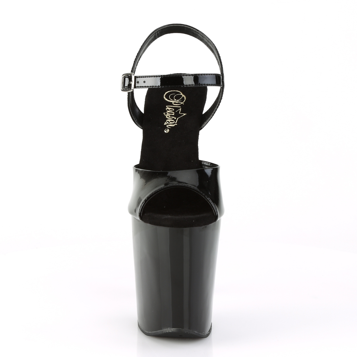 Pleaser Xtreme-809CRS B/B-SRS - Lesklé černé sandály na vysoké platformě